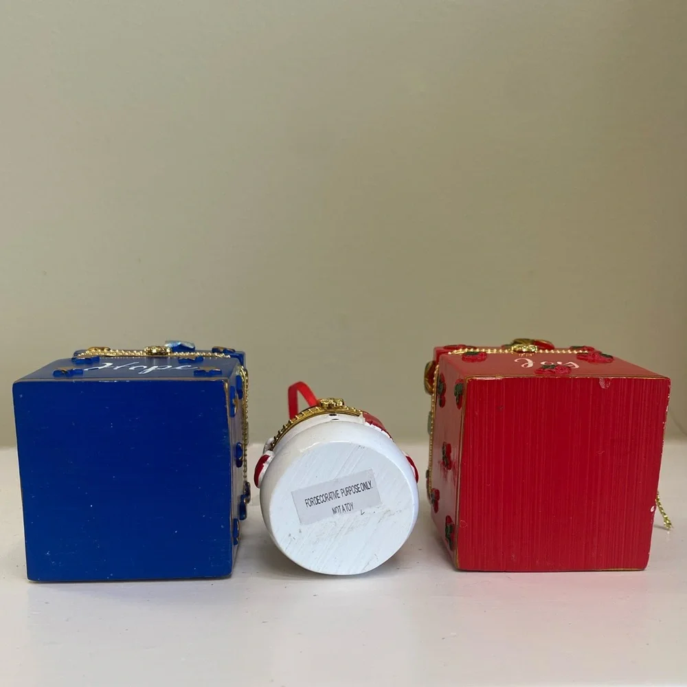 Christmas Ornaments Snowman Luxury Trinket Box Set Collectible Gold Jewel Tones